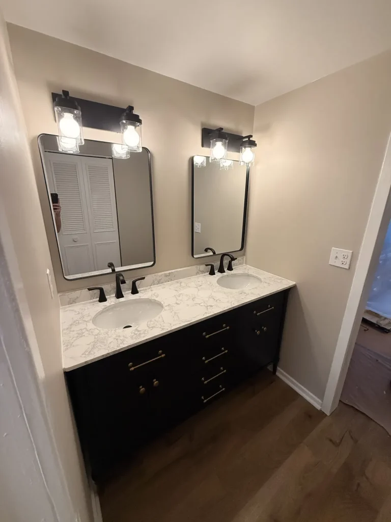 Double vanity with marble top