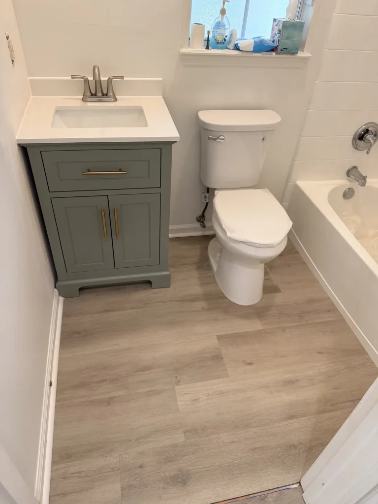Bathroom vanity and toilet installation